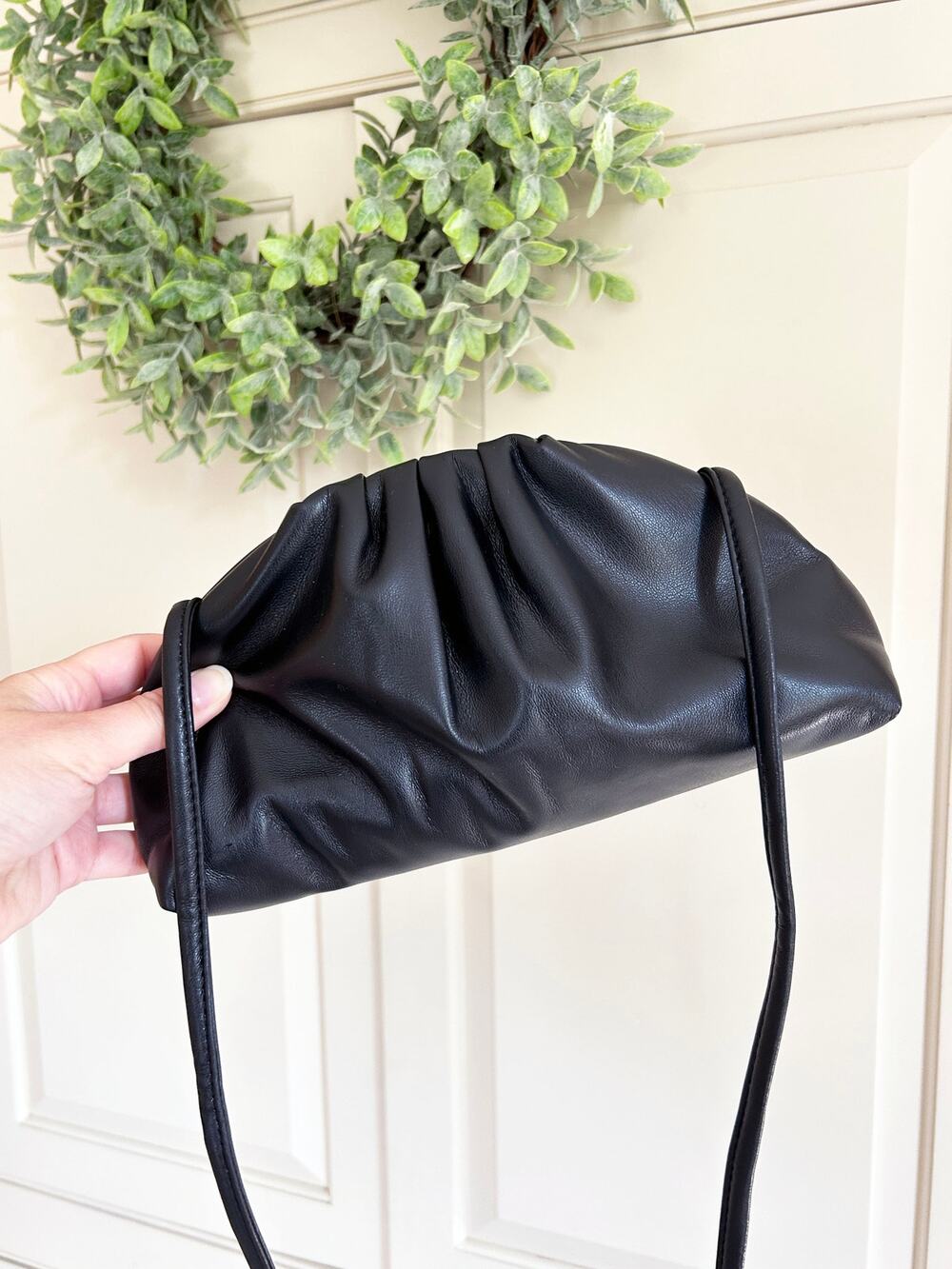 Super Soft Black Crossbody Bag - Faux Leather, Worn Once MSRP $28